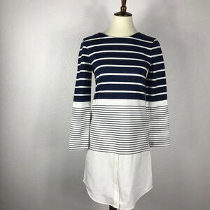 Band of Outsiders Striped Colorblock Asymmetric Knit Dress